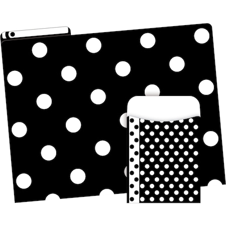 Barker Creek Black & White Dots File Folder & Library Pockets, 42/Set 3603